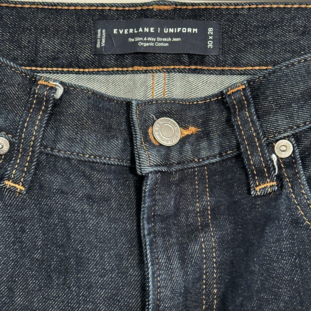Everlane Men's Indigo Slim 4-Way Stretch Organic Cotton Jeans 30x28 Like New